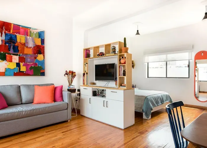 Apartment Juub Hip,colorful Studio With Patio In Roma Norte